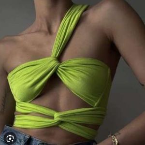 Shop rumours wrap top - lime green
